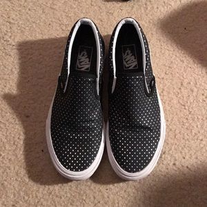 black holographic dot slip on vans